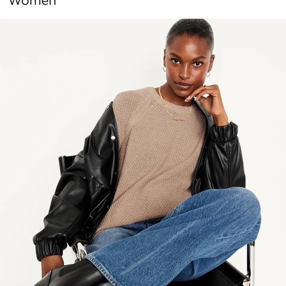 NWT OLD NAVY Textured Pullover Tunic Sweater Color: Light Taupe Brown - Picture 4 of 6